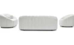 Canapé 2 places design Sidonie Tissu bouclette Blanc