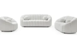 Canapé 2 places design Sidonie Tissu bouclette Blanc