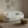 Canapé 3 places design Sidonie Tissu bouclette Blanc