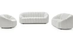 Canapé 3 places design Sidonie Tissu bouclette Blanc