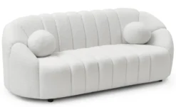 Canapé 3 places design Sidonie Tissu bouclette Blanc