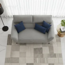Canapé 2 places moderne avec dossier réglable Ghislain Velours côtelé Gris
