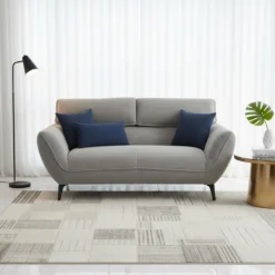 Canapé 2 places moderne avec dossier réglable Ghislain Velours côtelé Gris