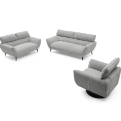 Canapé 3 places moderne avec dossier réglable Ghislain Velours côtelé Gris