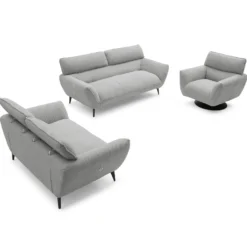 Canapé 3 places moderne avec dossier réglable Ghislain Velours côtelé Gris