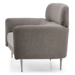 Canapé 2 places moderne avec haut dossier Damigal Tissu doux Gris taupe