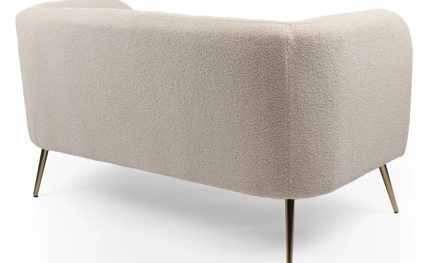 Canapé 2 places moderne Bombaro pieds métal doré et Tissu bouclette Beige