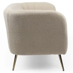 Canapé 2 places moderne Bombaro pieds métal doré et Tissu bouclette Beige
