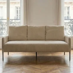 Canapé 3 places moderne et élégant Manuelo Velours côtelé Beige