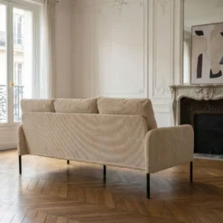 Canapé 3 places moderne et élégant Manuelo Velours côtelé Beige