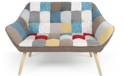 Canapé 2 places Scandinave Zentao effet patchwork Tissu Multicolore