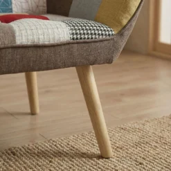 Canapé 2 places Scandinave Zentao effet patchwork Tissu Multicolore