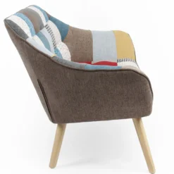 Canapé 2 places Scandinave Zentao effet patchwork Tissu Multicolore