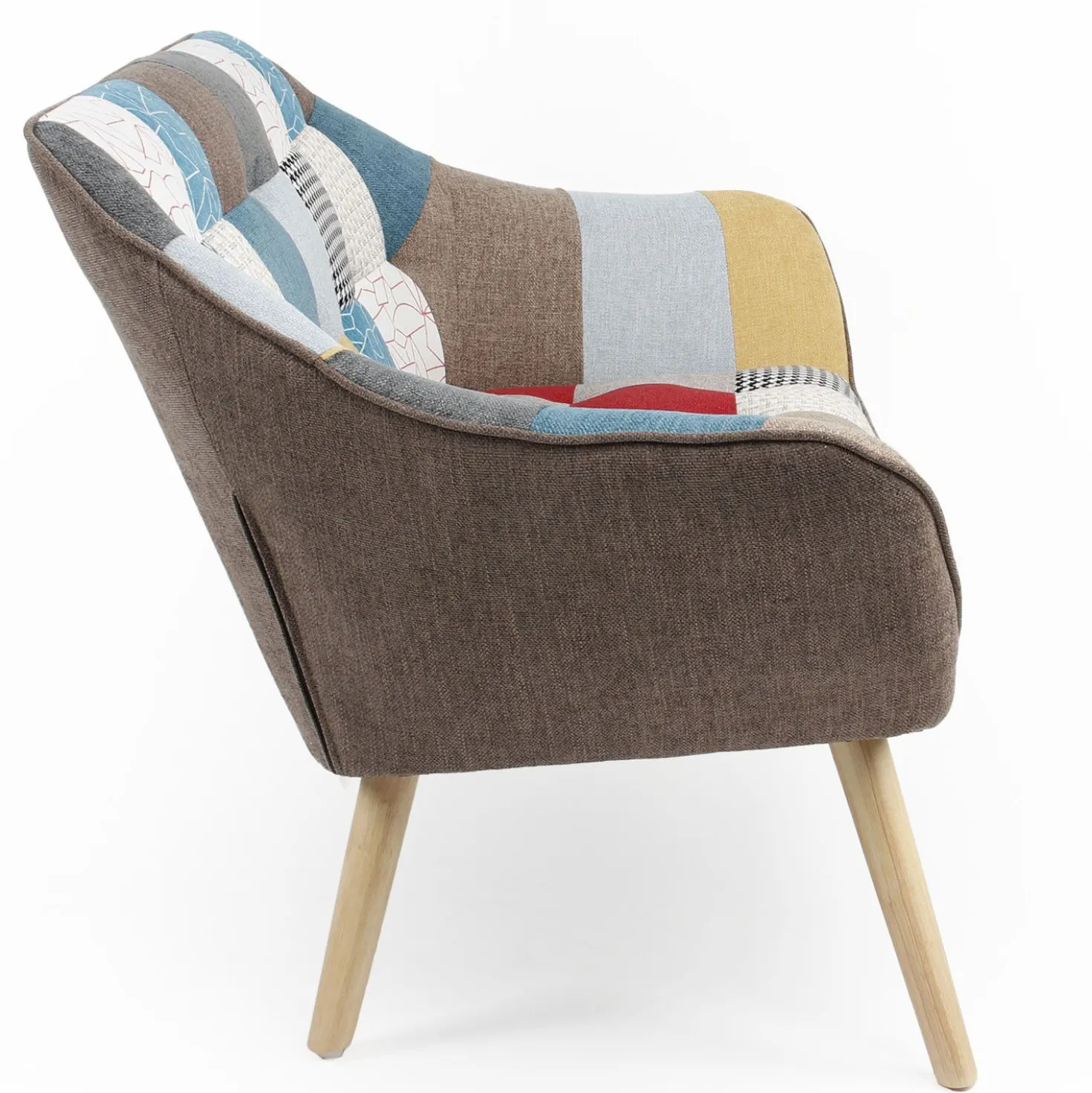 Canapé 2 places Scandinave Zentao effet patchwork Tissu Multicolore