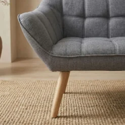 Canapé 2 places Scandinave Zentao Tissu Gris Clair