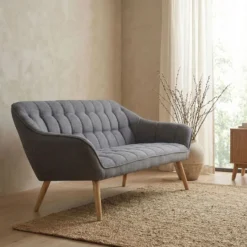 Canapé 3 places Scandinave Zentao Tissu Gris Clair