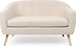 Canapé 2 places style scandinave Savoy Tissu Bouclette Beige