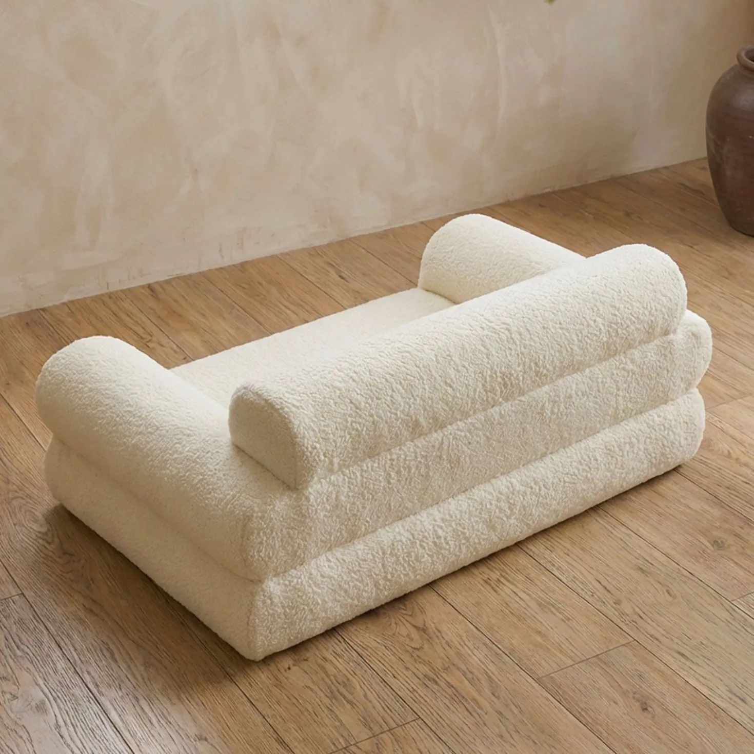 Canapé pour chien et chat Titou 50x80 Tissu Bouclette Crème