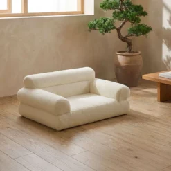 Canapé pour chien et chat Titou 50x80 Tissu Bouclette Crème