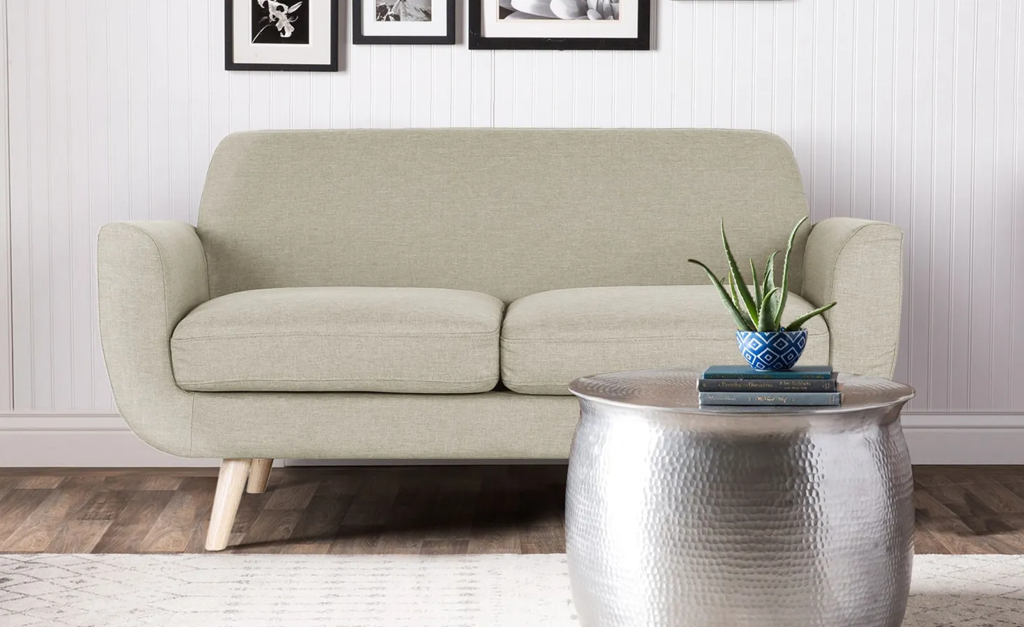 Canapé scandinave 2 places Danube Tissu Beige