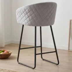 Chaise de bar Bobby Velours Argent