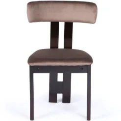 Chaise de salle à manger design Ceriz Bois foncé et Velours Marron
