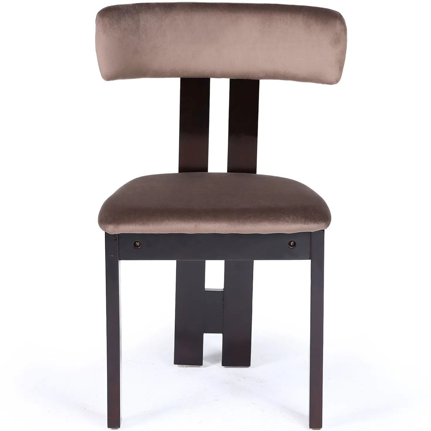 Chaise de salle à manger design Ceriz Bois foncé et Velours Marron