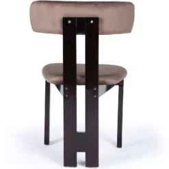 Chaise de salle à manger design Ceriz Bois foncé et Velours Marron