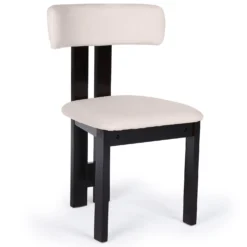 Chaise de salle à manger design Ceriz Bois foncé et Velours Beige