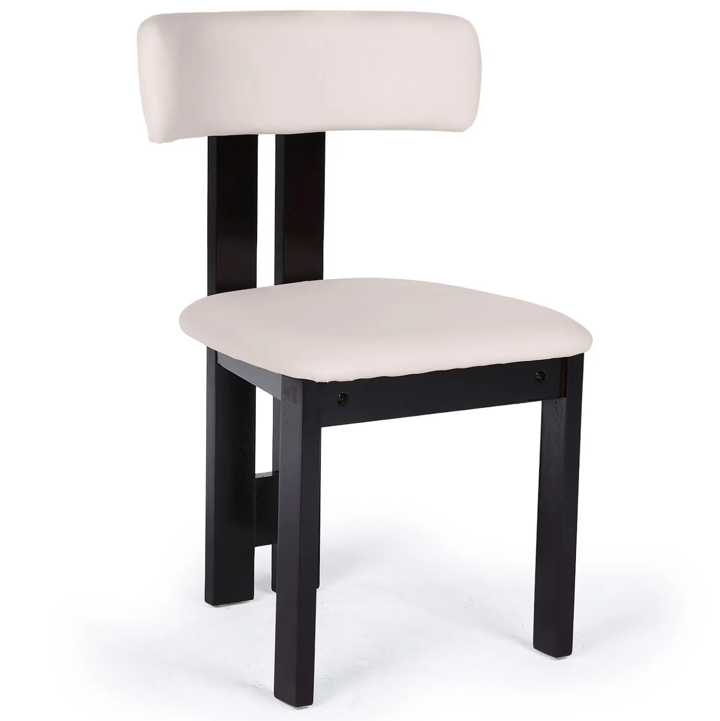 Chaise de salle à manger design Ceriz Bois foncé et Velours Beige