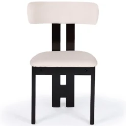 Chaise de salle à manger design Ceriz Bois foncé et Velours Beige