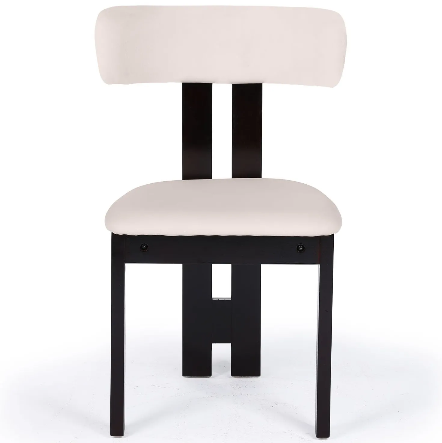 Chaise de salle à manger design Ceriz Bois foncé et Velours Beige