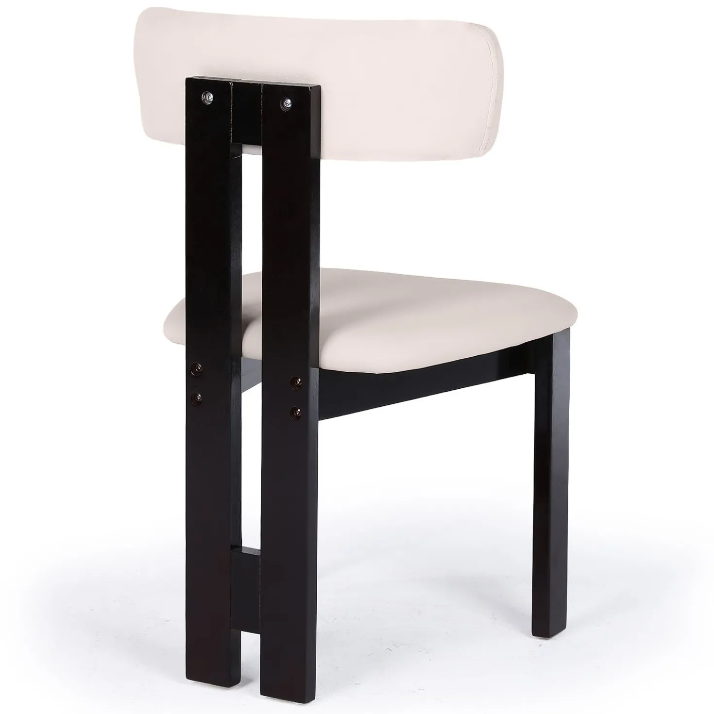 Chaise de salle à manger design Ceriz Bois foncé et Velours Beige