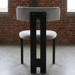 Chaise de salle à manger design Ceriz Bois noir et Velours Gris