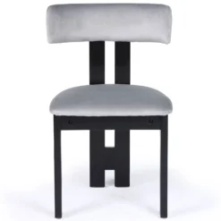 Chaise de salle à manger design Ceriz Bois noir et Velours Gris