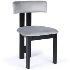 Chaise de salle à manger design Ceriz Bois noir et Velours Gris