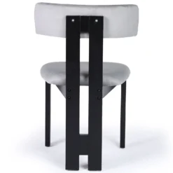 Chaise de salle à manger design Ceriz Bois noir et Velours Gris