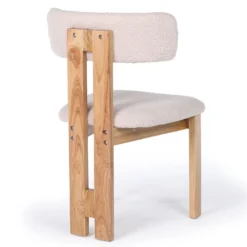 Chaise de salle à manger design Ceriz Bois clair et Tissu bouclette Beige