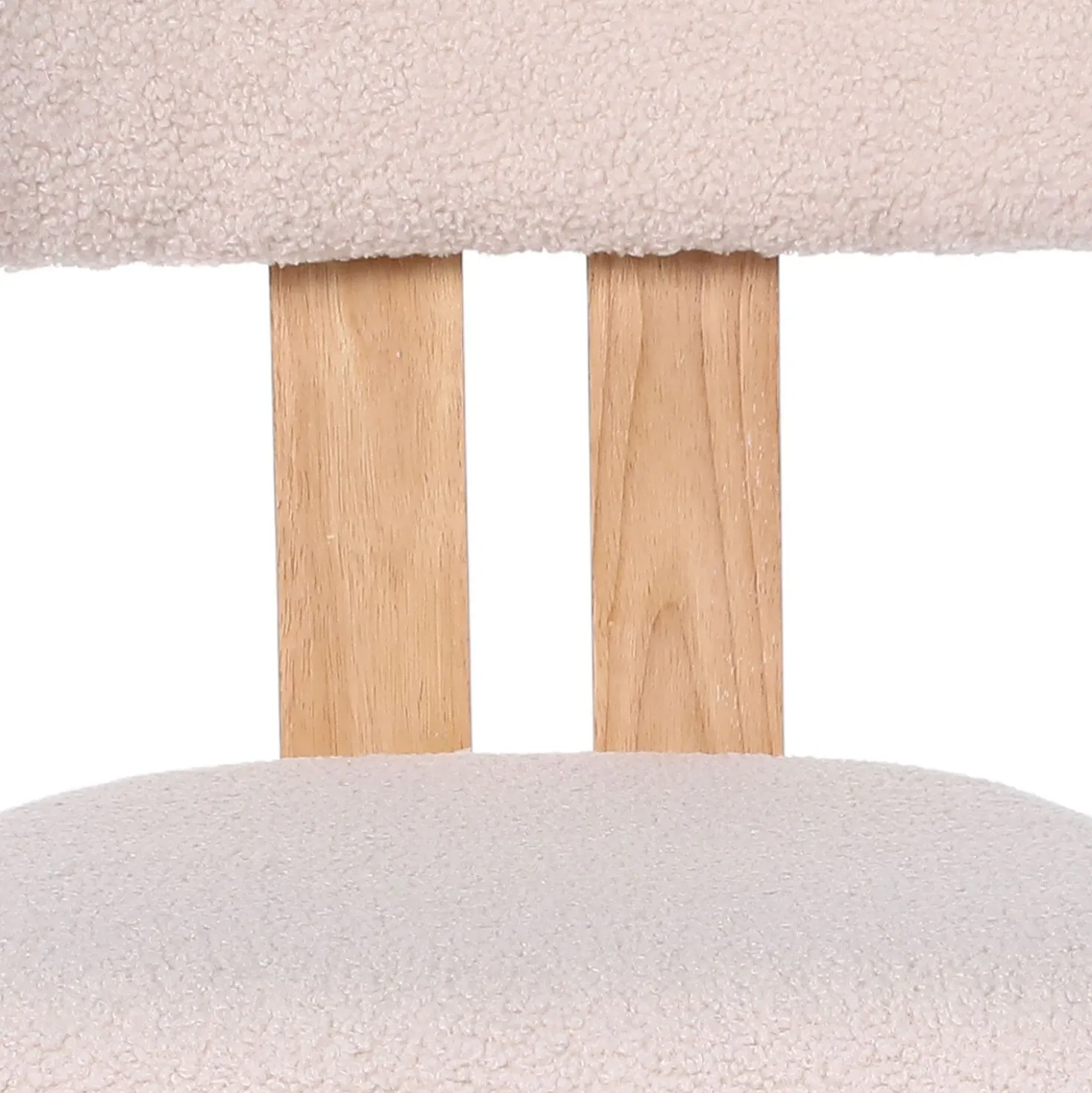 Chaise de salle à manger design Ceriz Bois clair et Tissu bouclette Beige