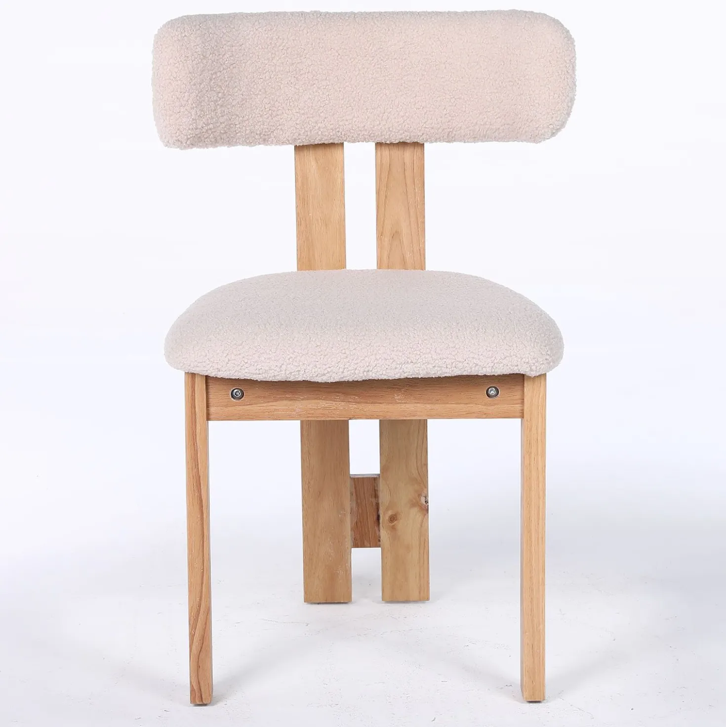 Chaise de salle à manger design Ceriz Bois clair et Tissu bouclette Beige