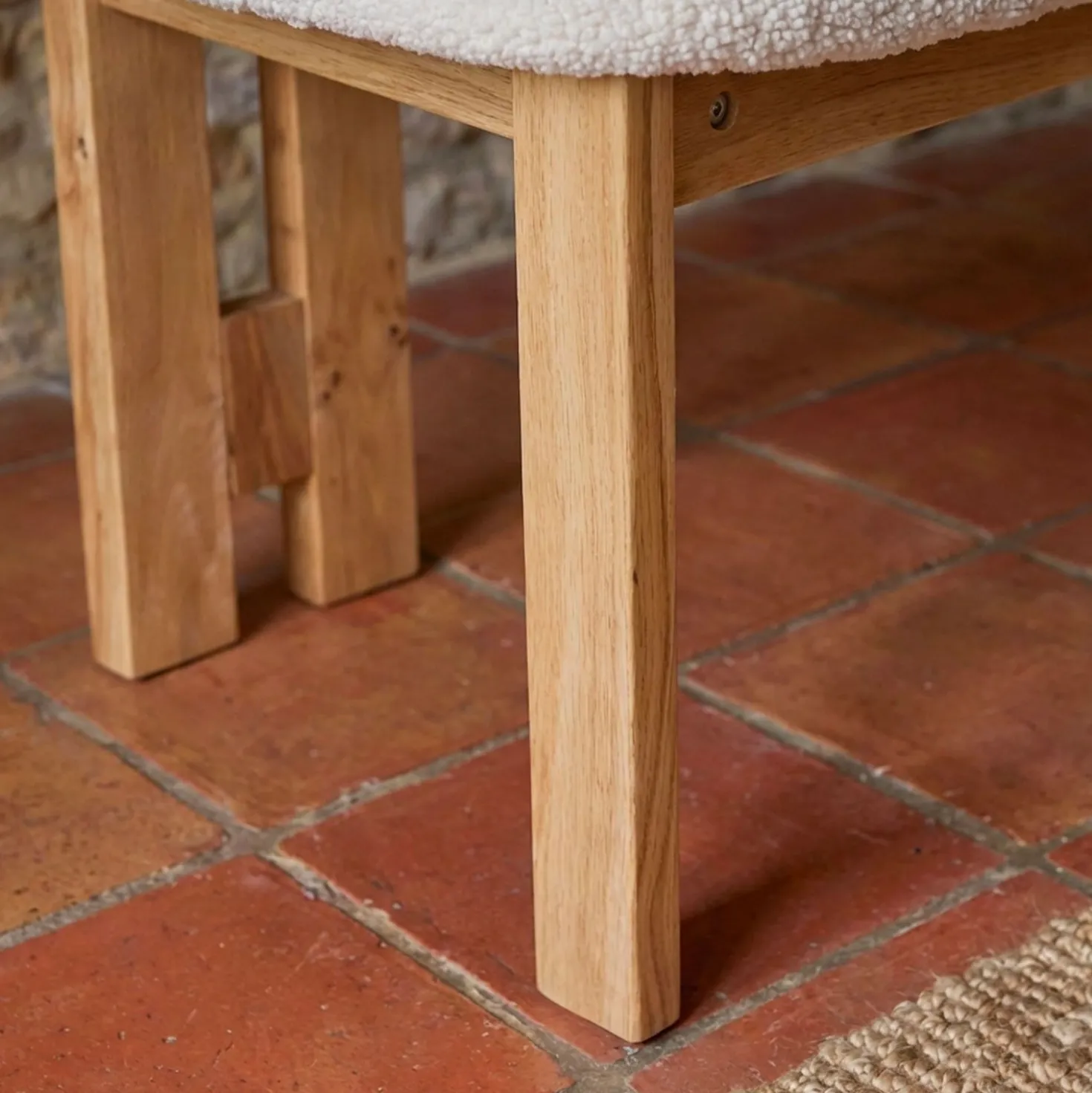 Chaise de salle à manger design Ceriz Bois clair et Tissu bouclette Beige