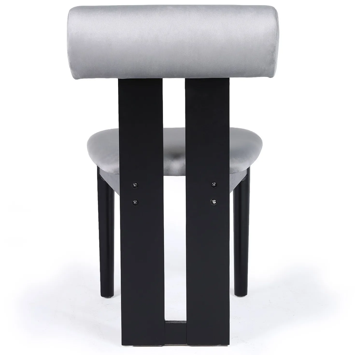 Chaise de salle à manger style intemporel Tuboli Bois Noir et Velours Gris