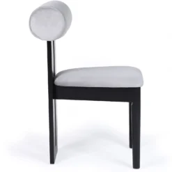 Chaise de salle à manger style intemporel Tuboli Bois Noir et Velours Gris