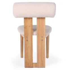 Chaise de salle à manger style intemporel Tuboli Bois clair et Tissu bouclette Beige