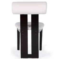 Chaise de salle à manger style intemporel Tuboli Bois foncé et Velours Crème