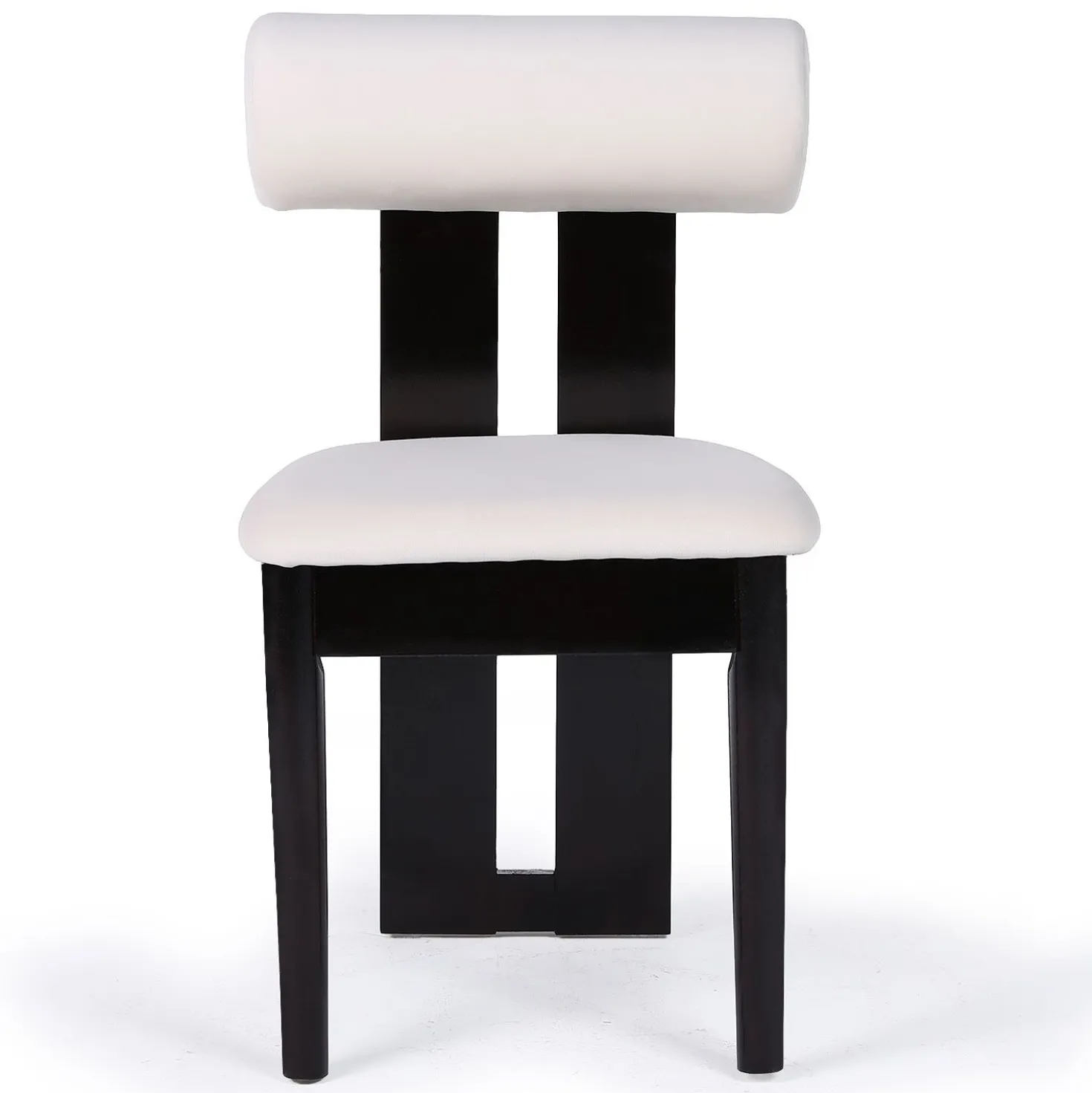 Chaise de salle à manger style intemporel Tuboli Bois foncé et Velours Crème