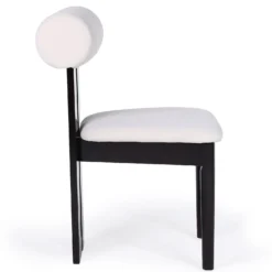 Chaise de salle à manger style intemporel Tuboli Bois foncé et Velours Crème