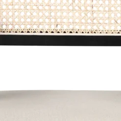 Chaise design avec accoudoirs et cannage rotin Hiro Bois foncé et Tissu Beige