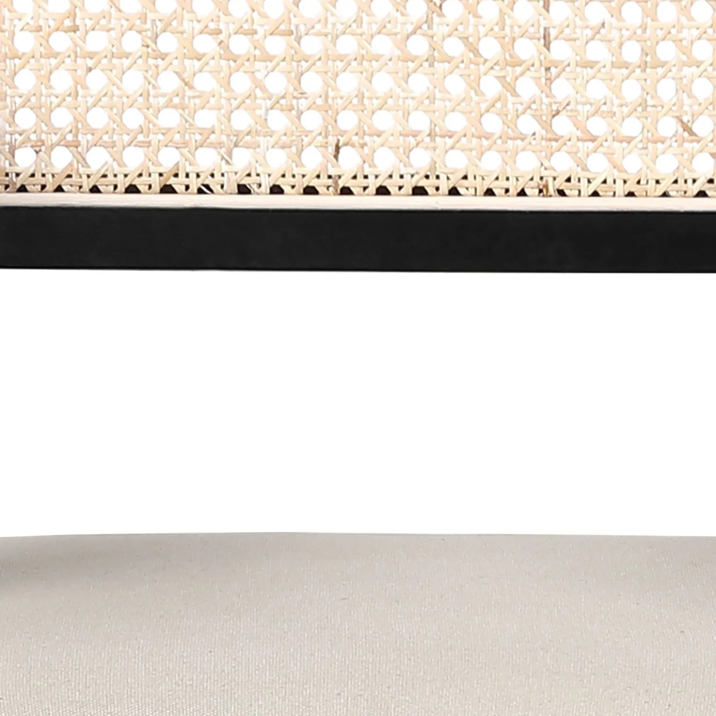 Chaise design avec accoudoirs et cannage rotin Hiro Bois foncé et Tissu Beige