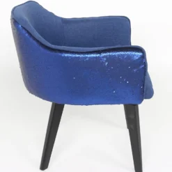 Chaise / Fauteuil Gybson Sequins Tissu Bleu et Sequins réversibles Bleu & Argent